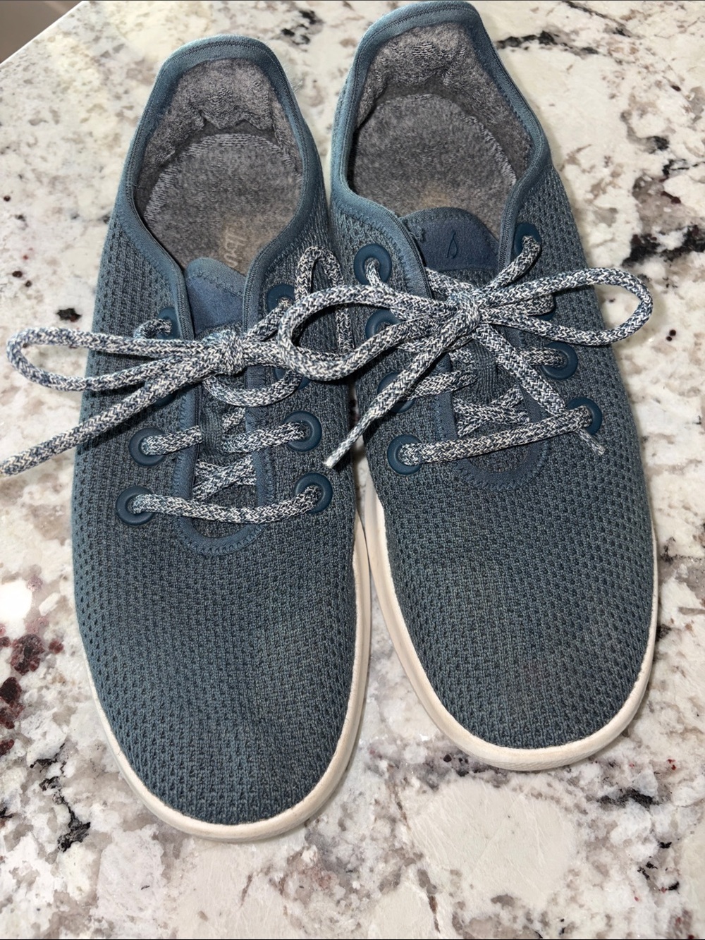 allbirds Women's Denim Blue Knit Lace-Up Sneakers